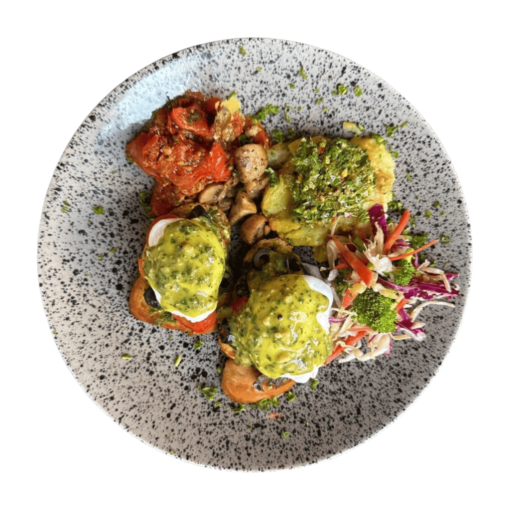 CLASSIC EGG BENEDICT WITH ITALIAN PASTO HOLLANDAISE - Xanders Cafe
